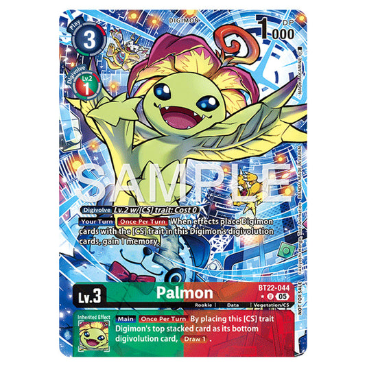 Palmon BT22-044a card from the Digimon set Cyber Eden