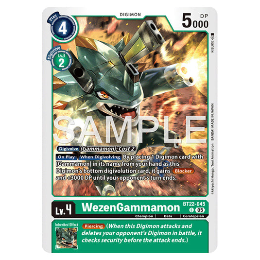WezenGammamon BT22-045 card from the Digimon set Cyber Eden