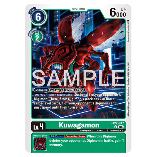 Kuwagamon BT22-047 card from the Digimon set Cyber Eden