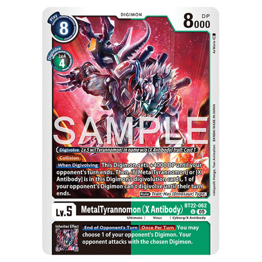 MetalTyrannomon (X Antibody) BT22-062 card from the Digimon set Cyber Eden
