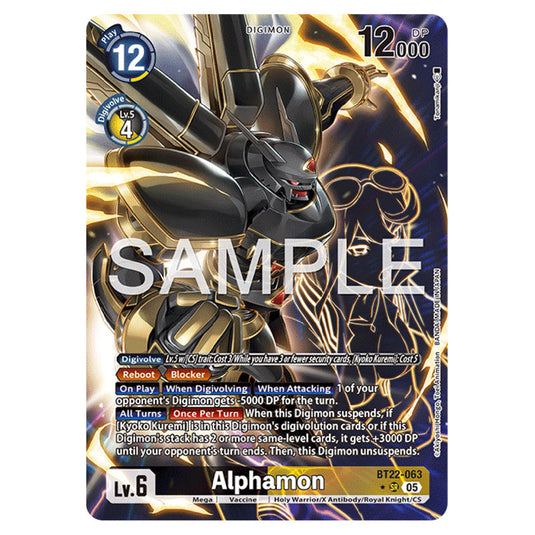 Alphamon BT22-063a card from the Digimon set Cyber Eden