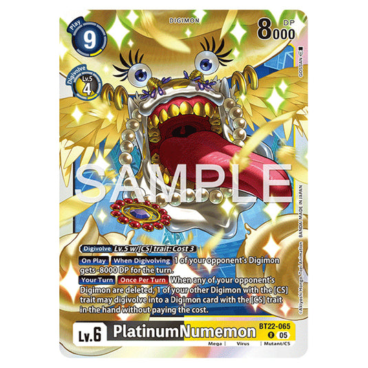 PlatinumNumemon BT22-065 card from the Digimon set Cyber Eden