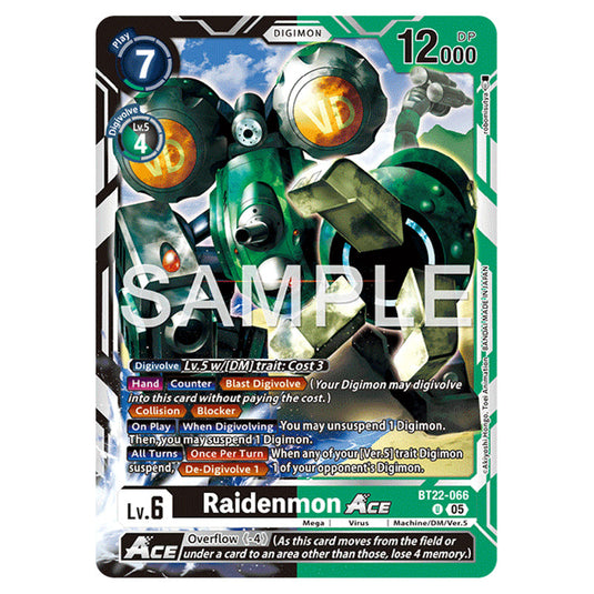 Raidenmon BT22-066 card from the Digimon set Cyber Eden