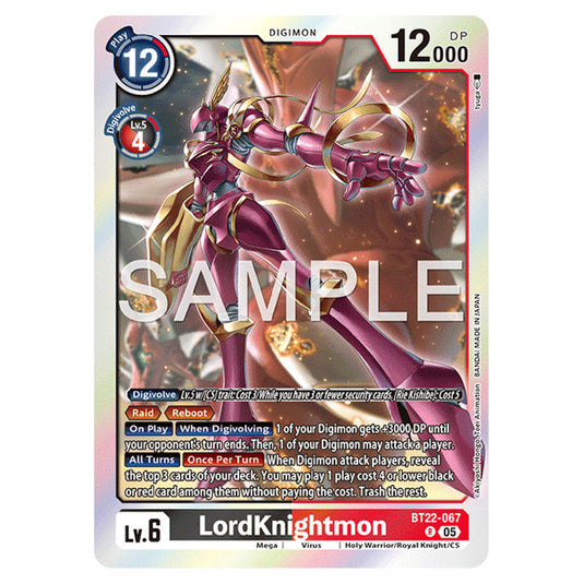 LordKnightmon BT22-067 card from the Digimon set Cyber Eden