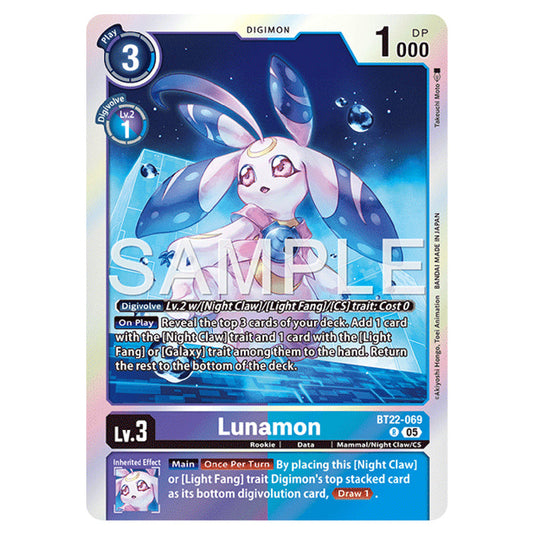 Lunamon BT22-069 card from the Digimon set Cyber Eden