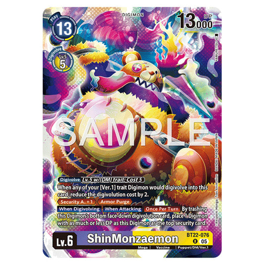 ShinMonzaemon BT22-076 card from the Digimon set Cyber Eden