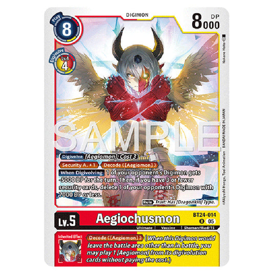 Aegiochusmon BT24-014 card from the Digimon set BT-24: Time Stranger