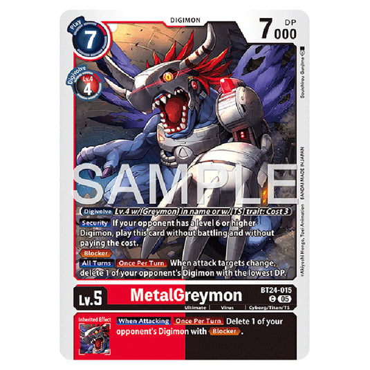 MetalGreymon BT24-015 card from the Digimon set BT-24: Time Stranger