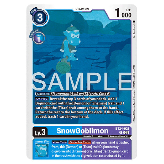 SnowGoblimon BT24-021 card from the Digimon set BT-24: Time Stranger