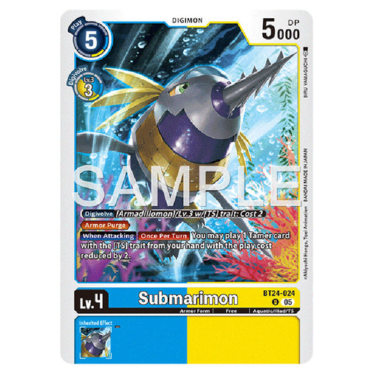 Submarimon BT24-024 card from the Digimon set BT-24: Time Stranger