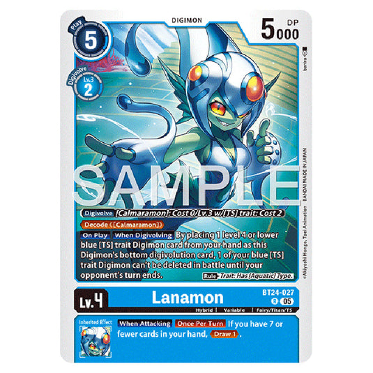 Lanamon BT24-027 card from the Digimon set BT-24: Time Stranger