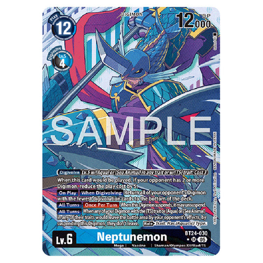Neptunemon BT24-030a card from the Digimon set BT-24: Time Stranger