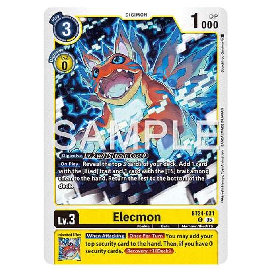 Elecmon BT24-031 card from the Digimon set BT-24: Time Stranger