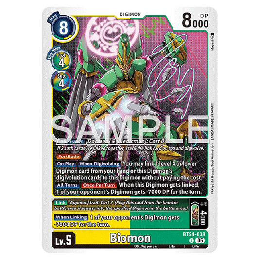 Biomon BT24-038 card from the Digimon set BT-24: Time Stranger