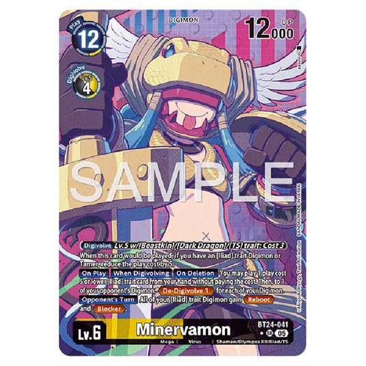 Minervamon BT24-041a card from the Digimon set BT-24: Time Stranger