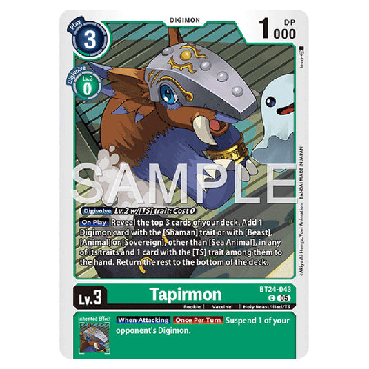 Tapirmon BT24-043 card from the Digimon set BT-24: Time Stranger