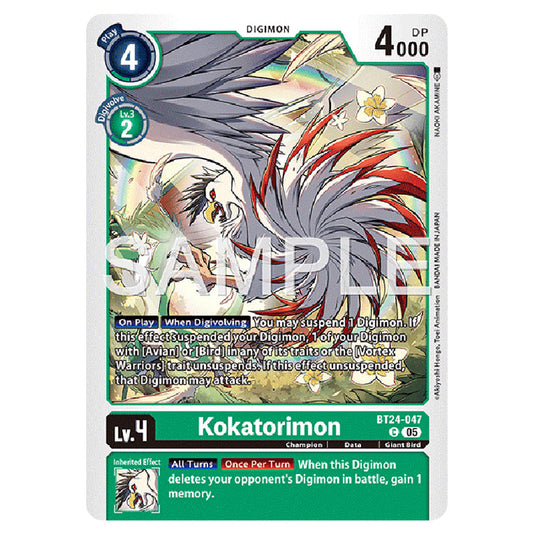 Kokatorimon BT24-047 card from the Digimon set BT-24: Time Stranger