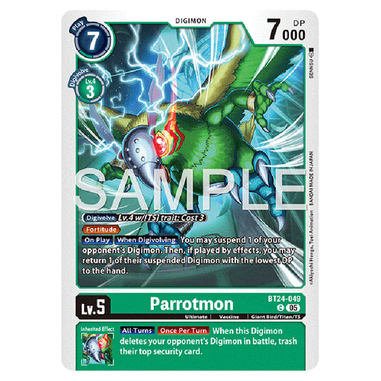 Parrotmon BT24-049 card from the Digimon set BT-24: Time Stranger