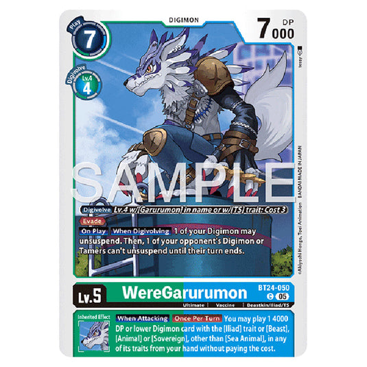 WereGarurumon BT24-050 card from the Digimon set BT-24: Time Stranger