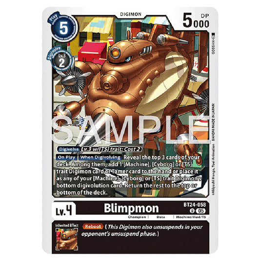 Blimpmon BT24-058 card from the Digimon set BT-24: Time Stranger