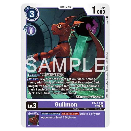 Guilmon BT24-066 card from the Digimon set BT-24: Time Stranger
