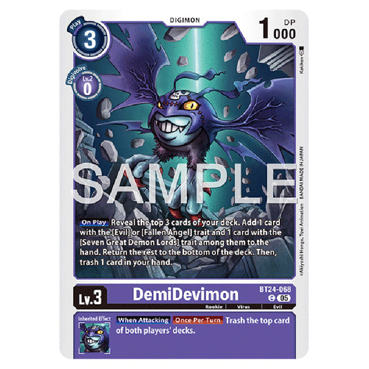 DemiDevimon BT24-068 card from the Digimon set BT-24: Time Stranger