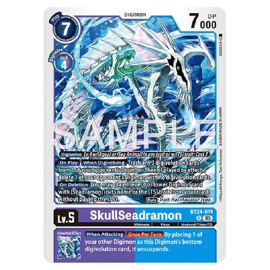 SkullSeadramon BT24-074 card from the Digimon set BT-24: Time Stranger