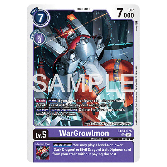 WarGrowlmon BT24-076 card from the Digimon set BT-24: Time Stranger