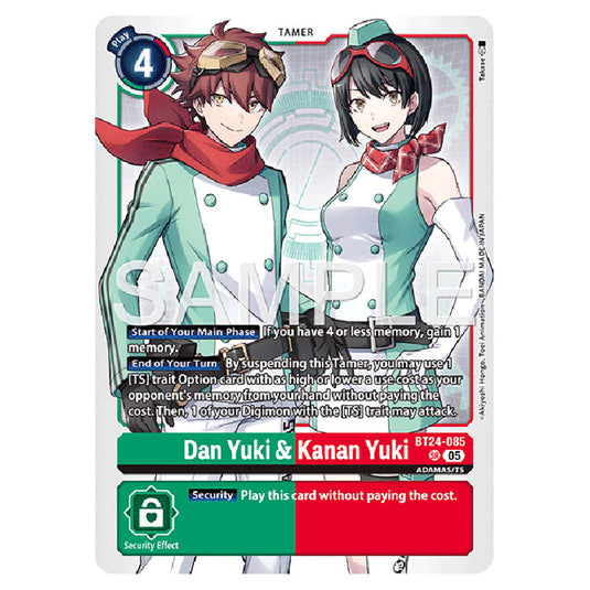Dan Yuki & Kanan Yuki BT24-085 card from the Digimon set BT-24: Time Stranger
