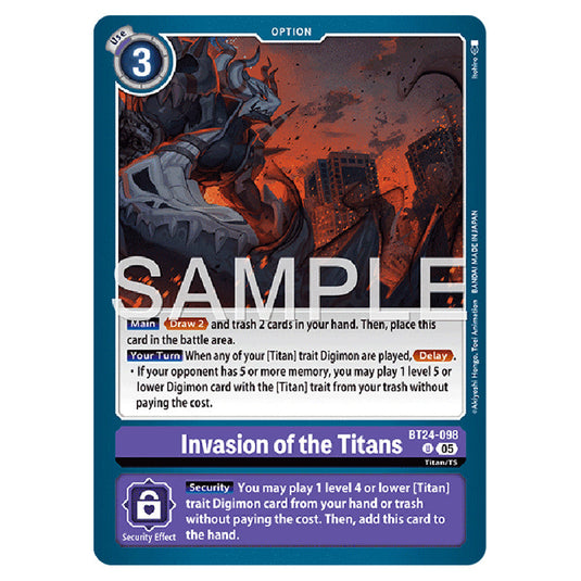 Invasion of the Titans BT24-098 card from the Digimon set BT-24: Time Stranger
