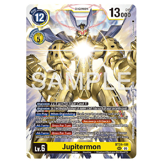 Jupitermon BT24-101 card from the Digimon set BT-24: Time Stranger