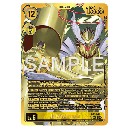 Jupitermon BT24-101b card from the Digimon set BT-24: Time Stranger