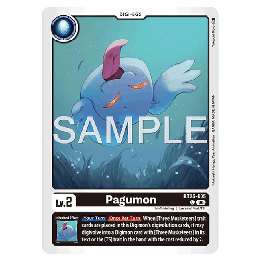 Pagumon BT25-005 card from the Digimon set BT-25: Dual Revolution