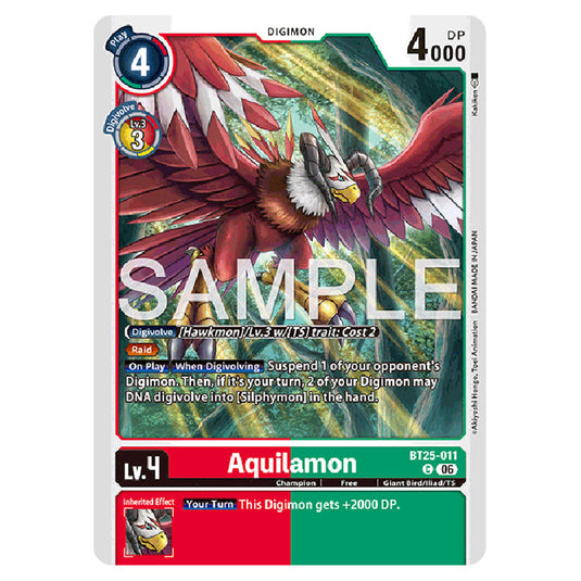 Aquilamon BT25-011 card from the Digimon set BT-25: Dual Revolution