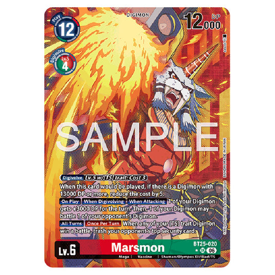 Marsmon BT25-020a card from the Digimon set BT-25: Dual Revolution
