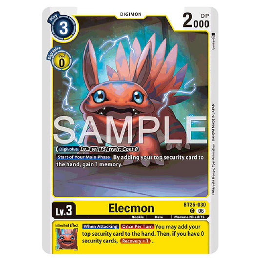 Elecmon BT25-030 card from the Digimon set BT-25: Dual Revolution