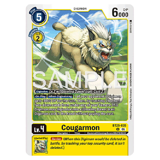 Cougarmon BT25-035 card from the Digimon set BT-25: Dual Revolution