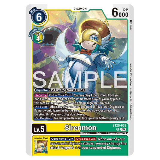 Sirenmon BT25-039 card from the Digimon set BT-25: Dual Revolution
