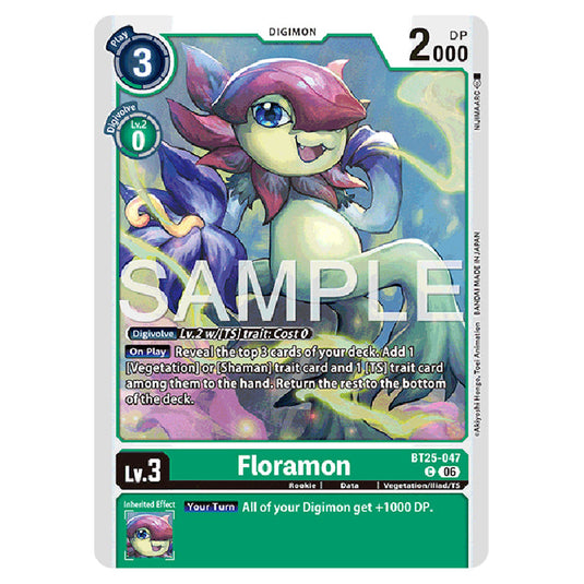 Floramon BT25-047 card from the Digimon set BT-25: Dual Revolution