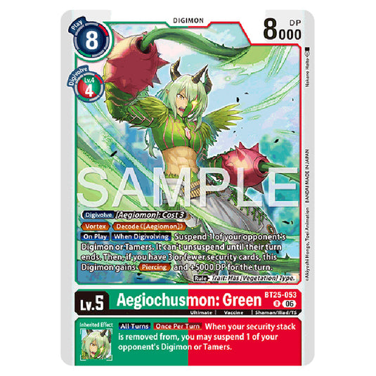 Aegiochusmon: Green BT25-053 card from the Digimon set BT-25: Dual Revolution