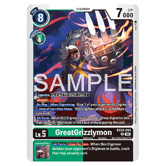 GreatGrizzlymon BT25-054 card from the Digimon set BT-25: Dual Revolution