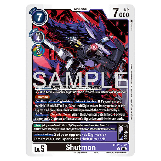 Shutmon BT25-072 card from the Digimon set BT-25: Dual Revolution
