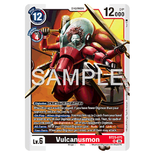 Vulcanusmon BT25-075 card from the Digimon set BT-25: Dual Revolution