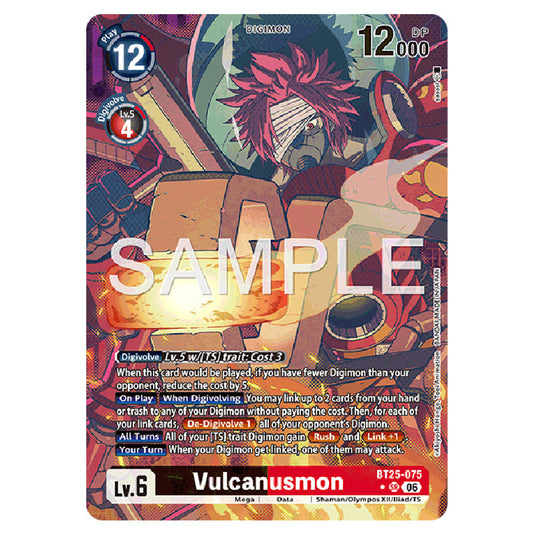 Vulcanusmon BT25-075a card from the Digimon set BT-25: Dual Revolution
