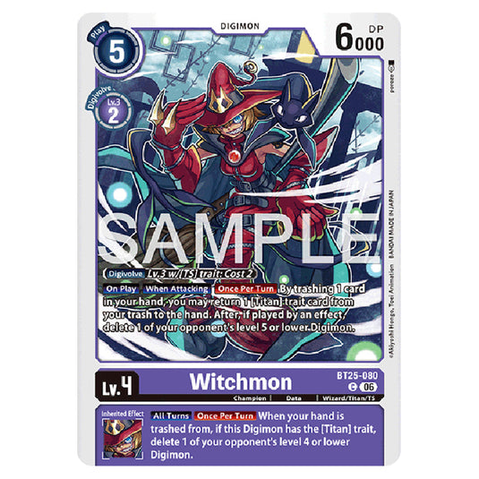Witchmon BT25-080 card from the Digimon set BT-25: Dual Revolution