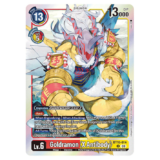 Digimon Card Game - BT16 Beginning Observer - Goldramon (X Antibody) - (Rare) - BT16-014