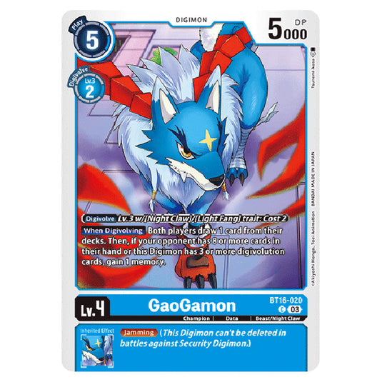 Digimon Card Game - BT16 Beginning Observer - GaoGamon - (Common) - BT16-020