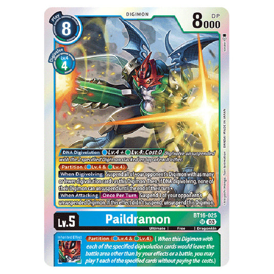 Digimon Card Game - BT16 Beginning Observer - Paildramon - (Super Rare) - BT16-025