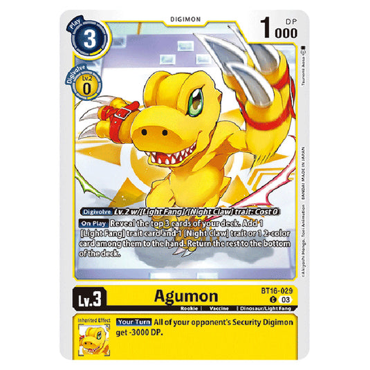 Digimon Card Game - BT16 Beginning Observer - Agumon - (Common) - BT16-029