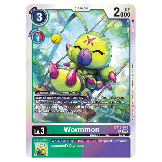 Digimon Card Game - BT16 Beginning Observer - Wormmon - (Rare) - BT16-040